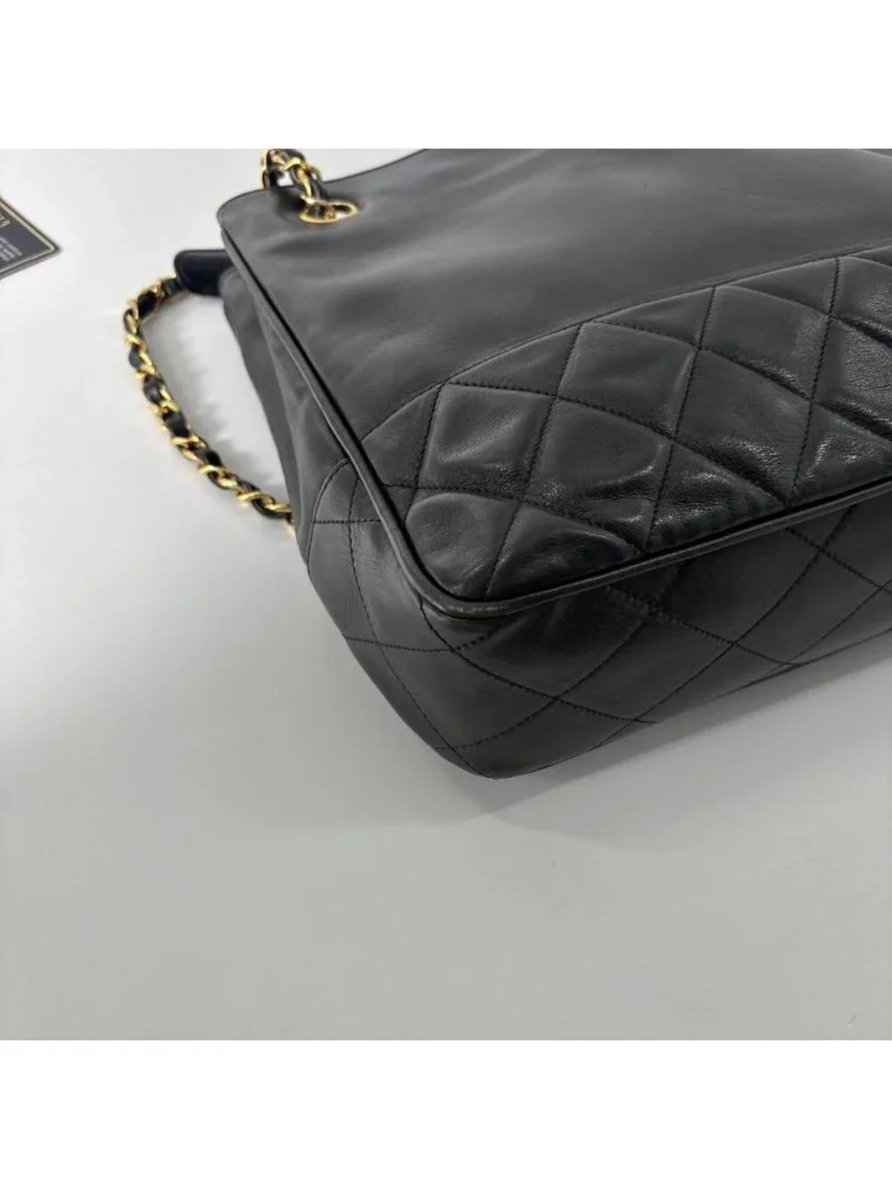 Chanel Lambskin Shoulder Bag Gold Black
